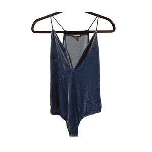 Women's Blue Velvet Bodysuit by Express